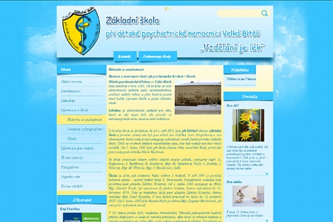 Web ZŠ při dětské psychiatrické nemocnici Velká Bíteš 