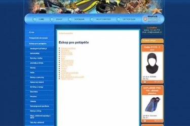 Design pro www stránky E-shop pro potápěče 